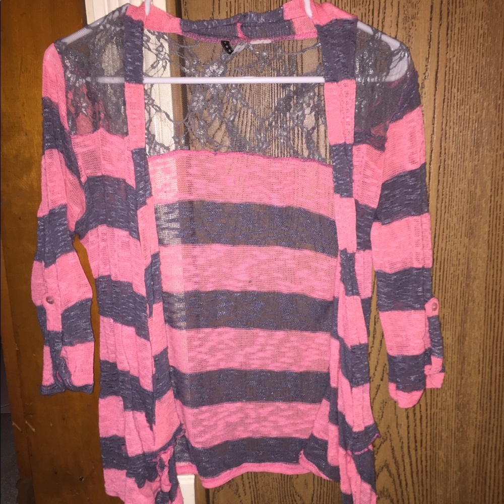 Hot Pink & Gray Cardigan
